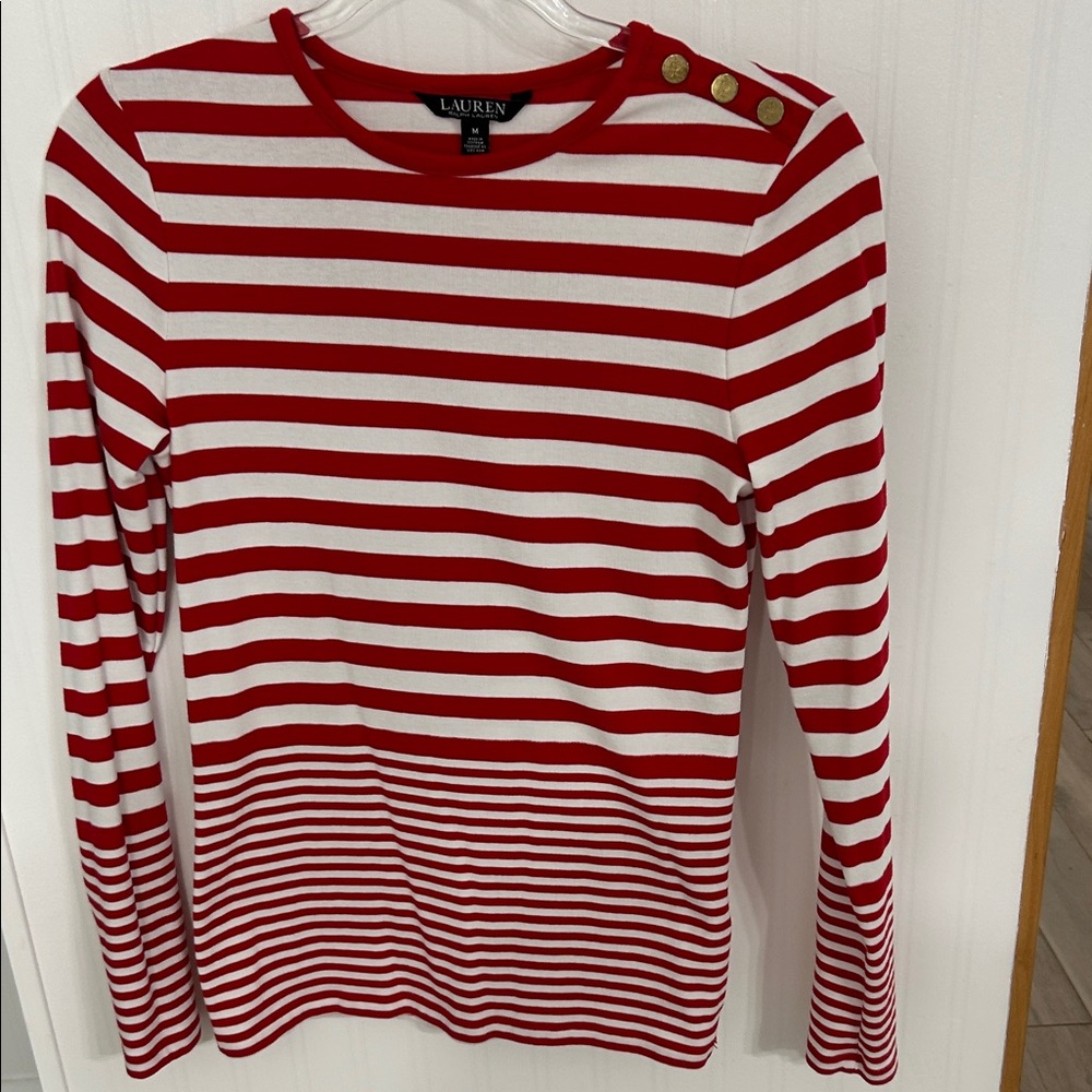 Ralph Lauren Red and White Striped Top